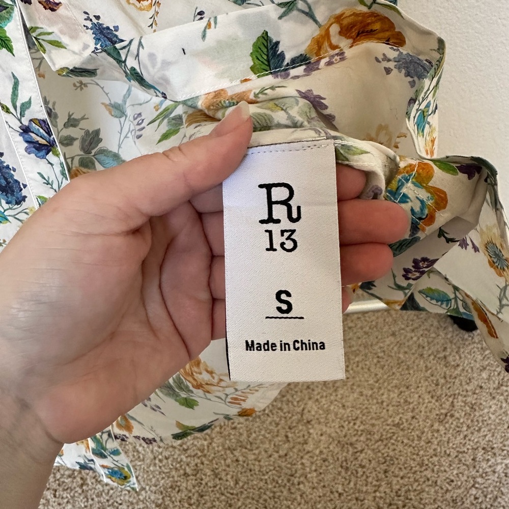R13 3/4 Sleeve Cowboy Floral Midi dress - Picture 6 of 7